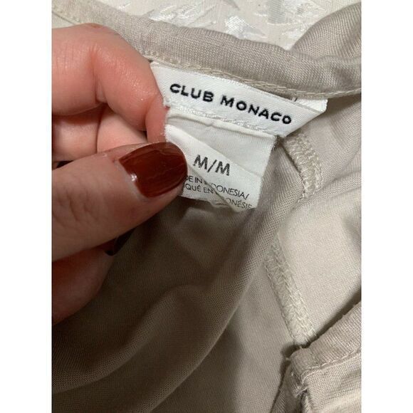 Club Monaco Womens Solid Beige Short Sleeve Top T Shirt Round Neck Medium - Picture 3 of 4